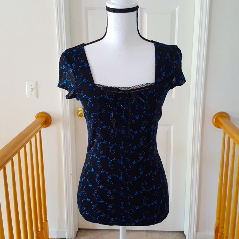 31:08  - INC. Black Top with Blue Floral Stitching